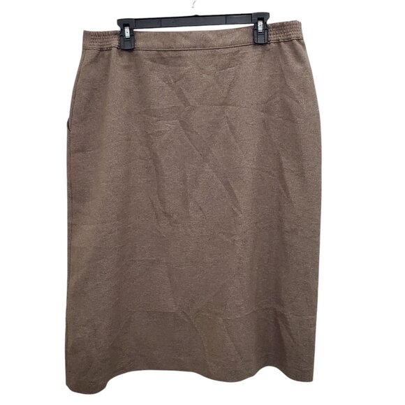 Lucia Woman's Vintage Brown Textured High Waisted Midi Career Skirt Plus Size 18 - Picture 7 of 7